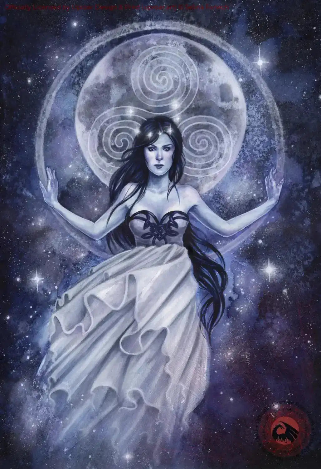 Mystical celestial woman with cosmic background