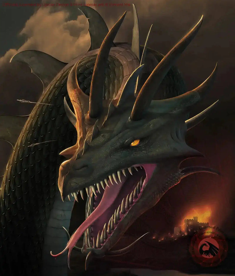 Dark fantasy dragon art print for home decor