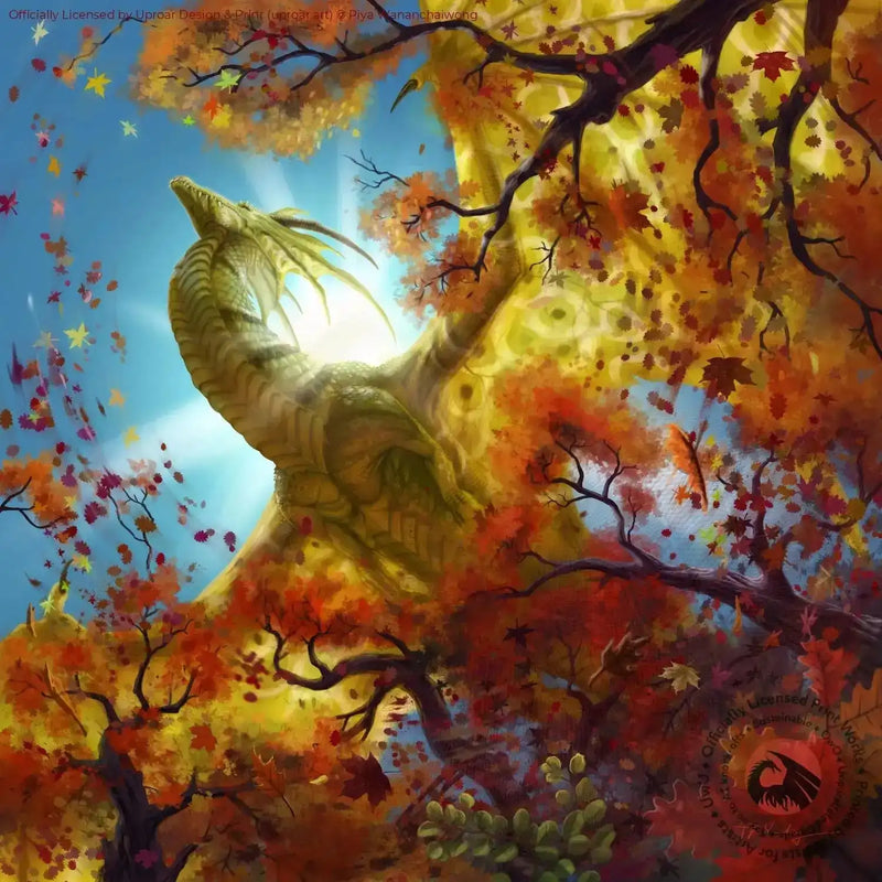 Autumn leaves and a dragon artwork print