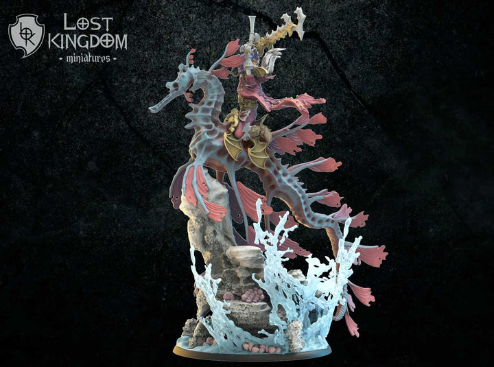 Detailed fantasy dragon miniature with rider for wargaming