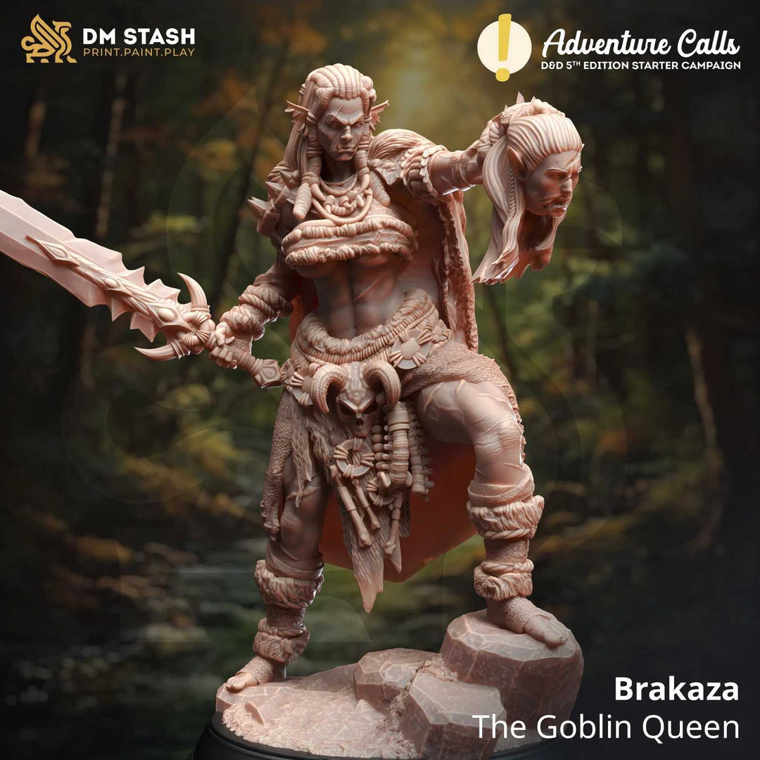 Fantasy goblin queen scale model for tabletop gaming