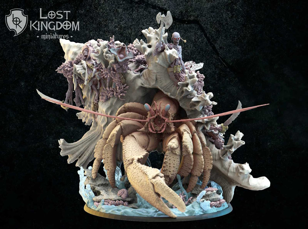 Corpsed Hermit Crab miniature with intricate coral and sea creature details
