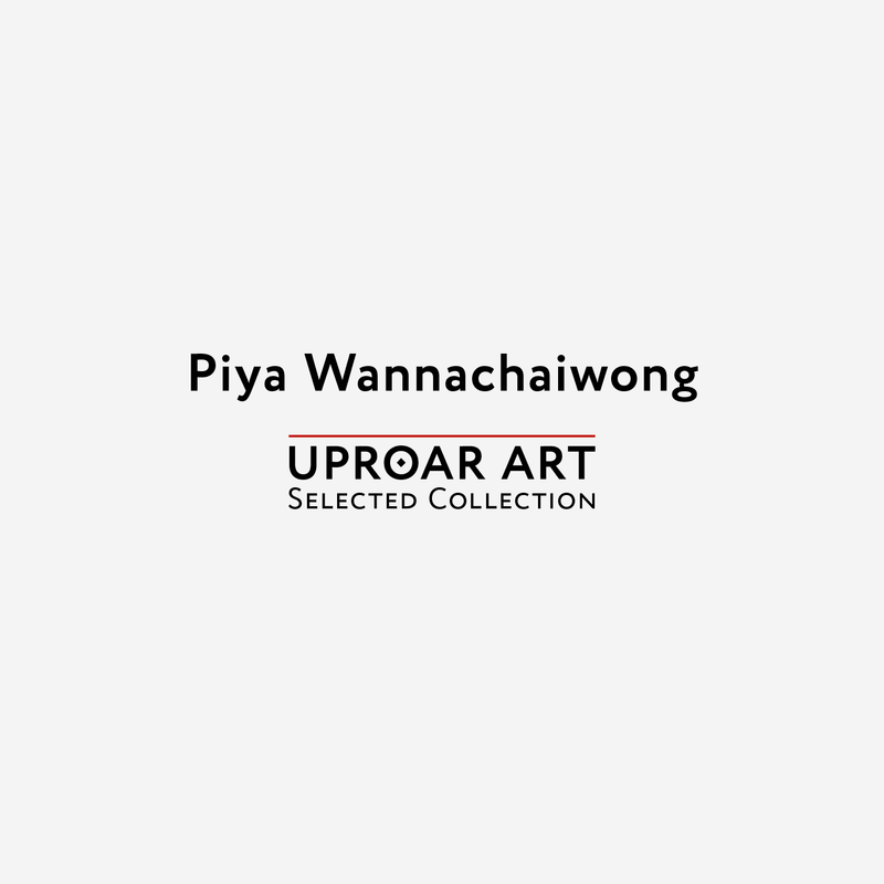 Cover design for Piya Wannachaiwong Uproar Art prints collection featuring bold black text on a light gray background with red accents