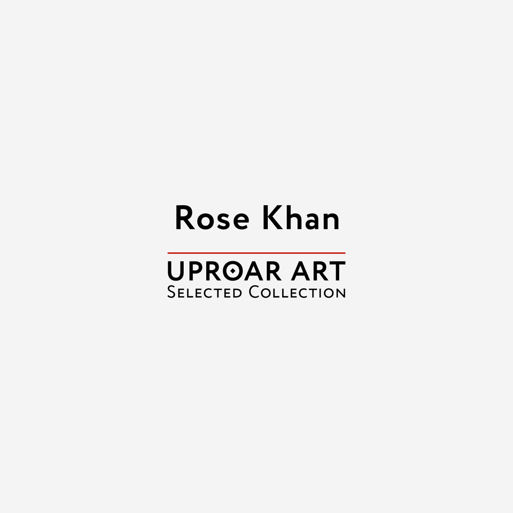 Open edition art print featuring the name Rose Khan in bold black text on a light gray background, with Uproar Design & Print branding below