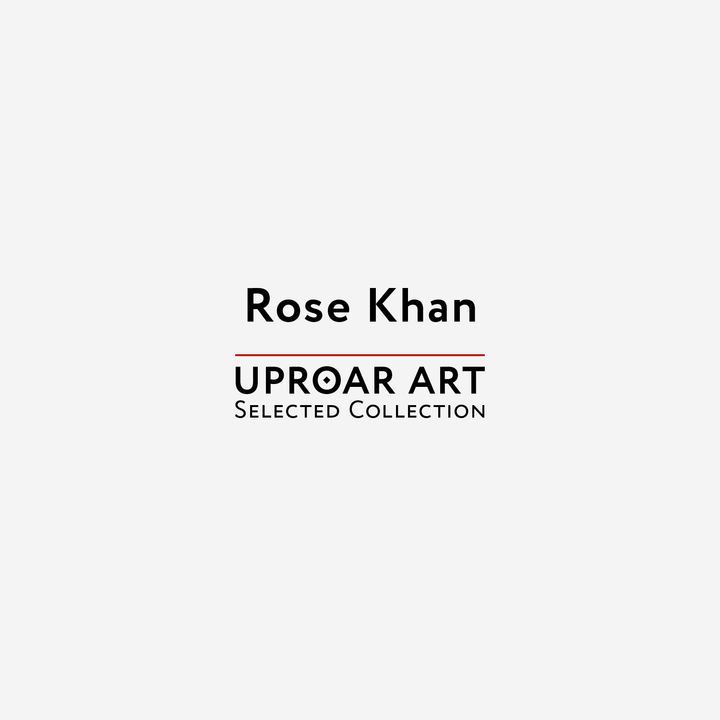 Open edition art print featuring the name Rose Khan in bold black text on a light gray background, with Uproar Design &amp; Print branding below
