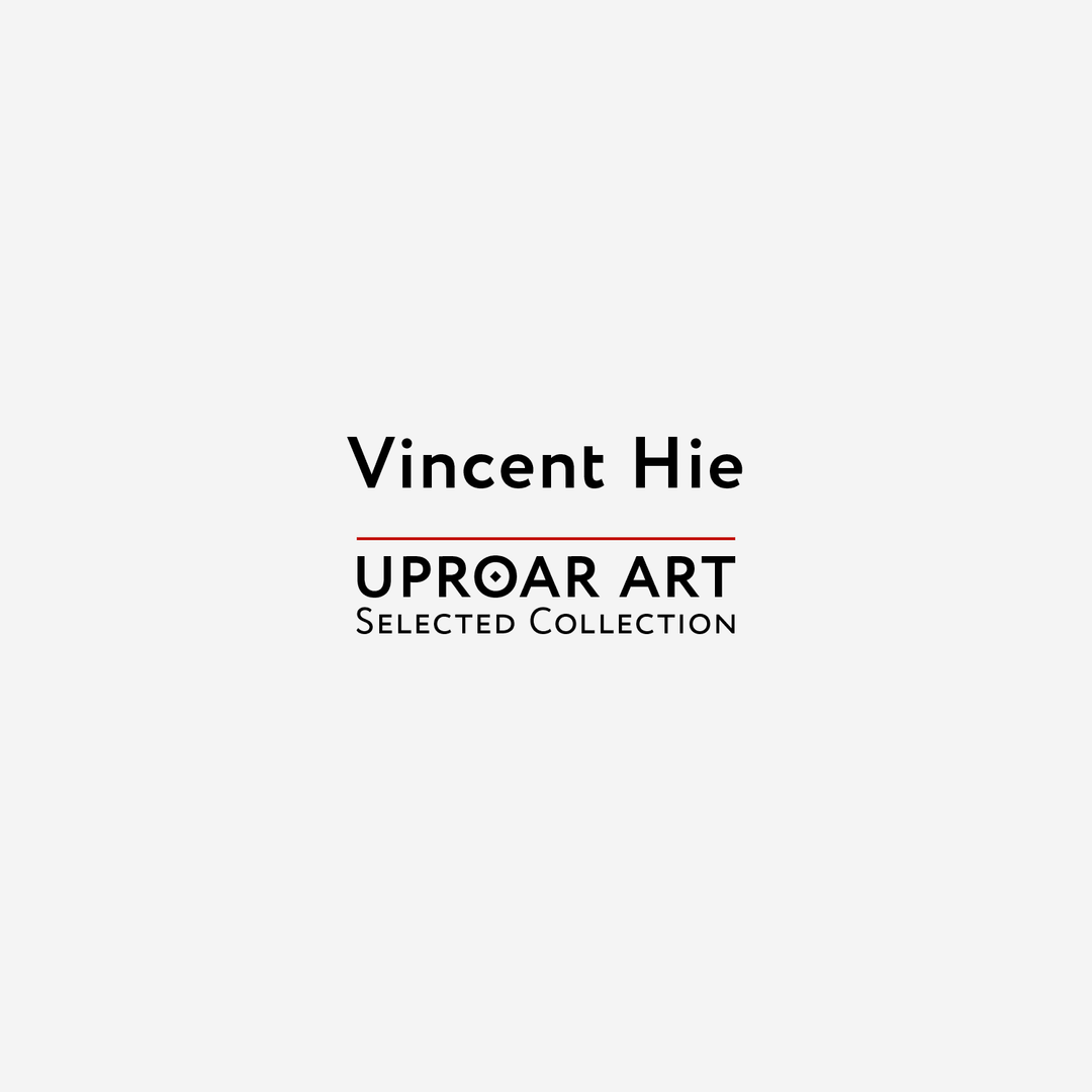Vincent Hie art print promotional cover featuring bold black text, red underline, and minimalist design for Uproar Design &amp; Print collection