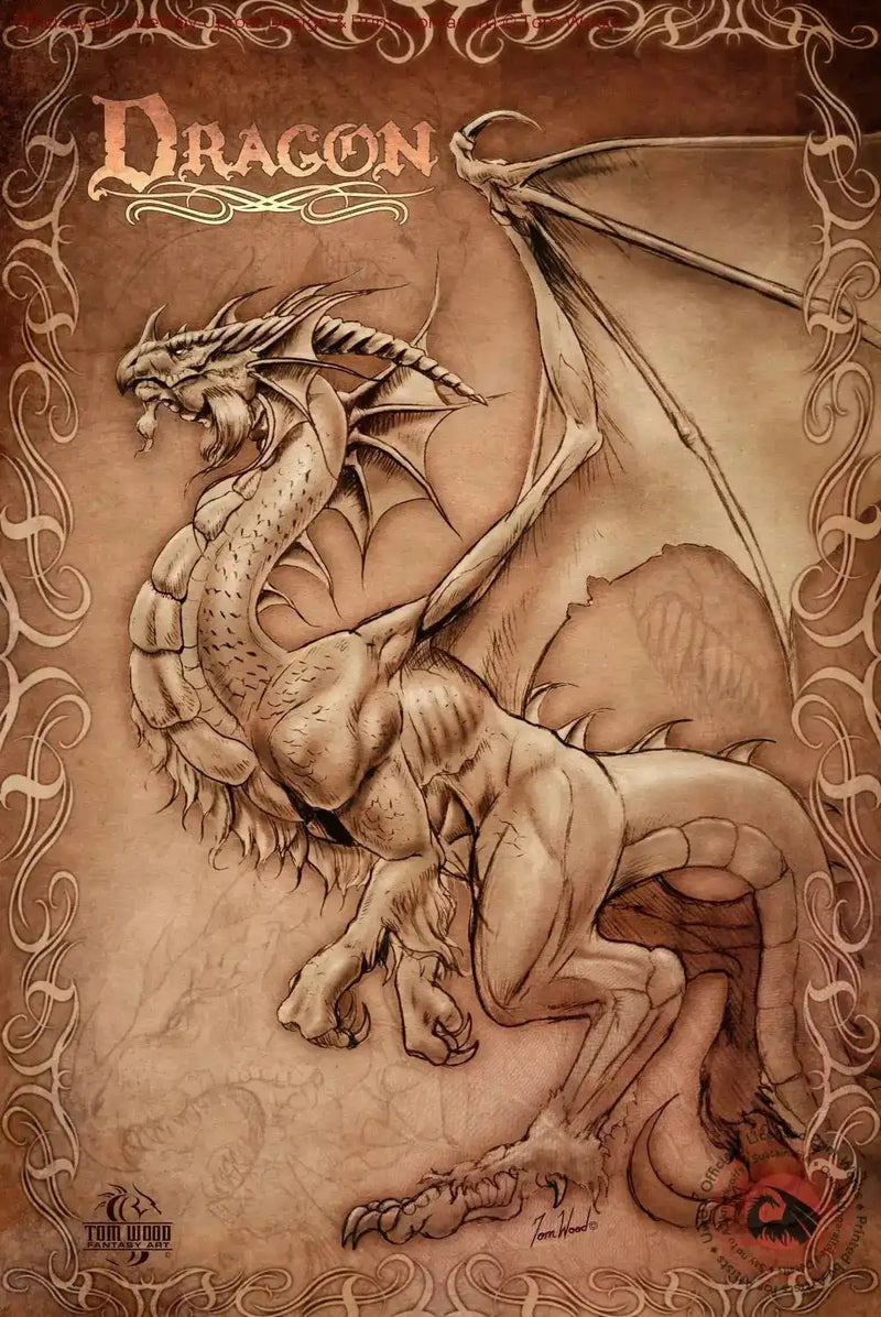 Dragon parchment fantasy art print