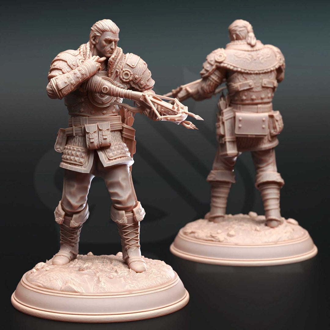 Fantasy warrior scale model with detailed armor and crossbow