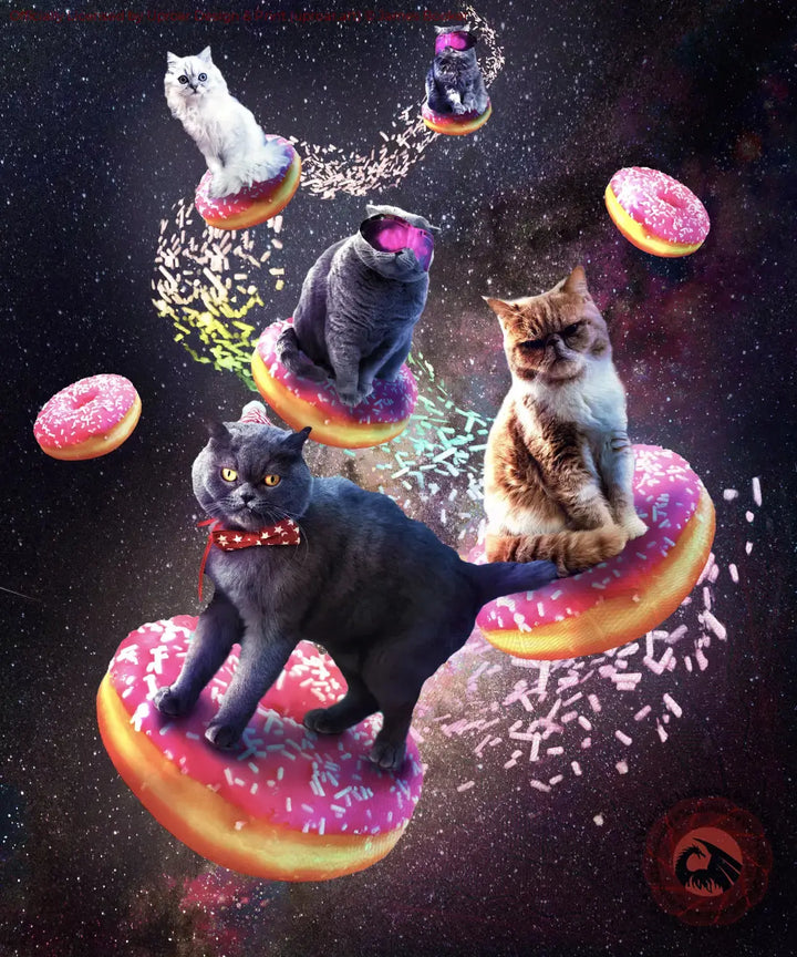 Galaxy Cat Donut - Space Cats Riding Donuts Posters Prints & Visual Artwork