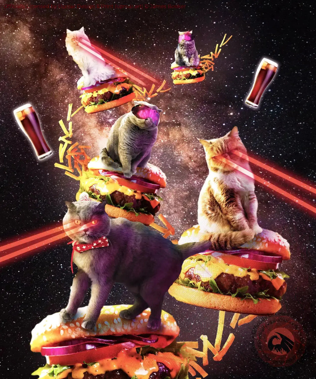Galaxy Laser Cat On Burger - Space Cheeseburger Cats James Booker