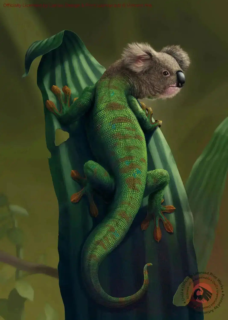 Koala with lizard body art print