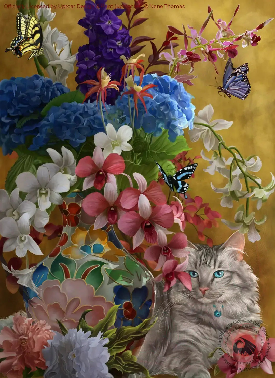 Gilded Cat & Flowers Nene Thomas