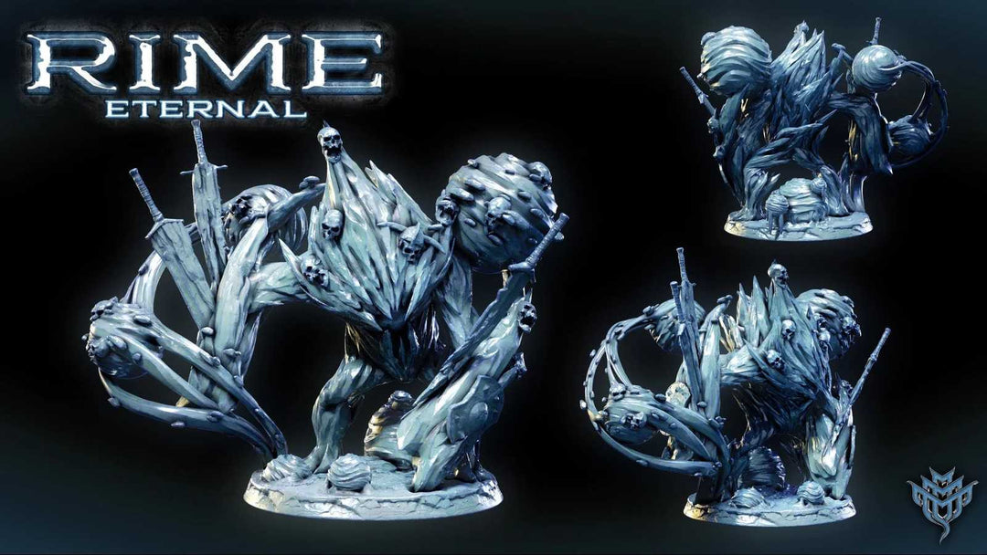 Glacier Behemoth Pose 01 fantasy scale model with swords and skulls