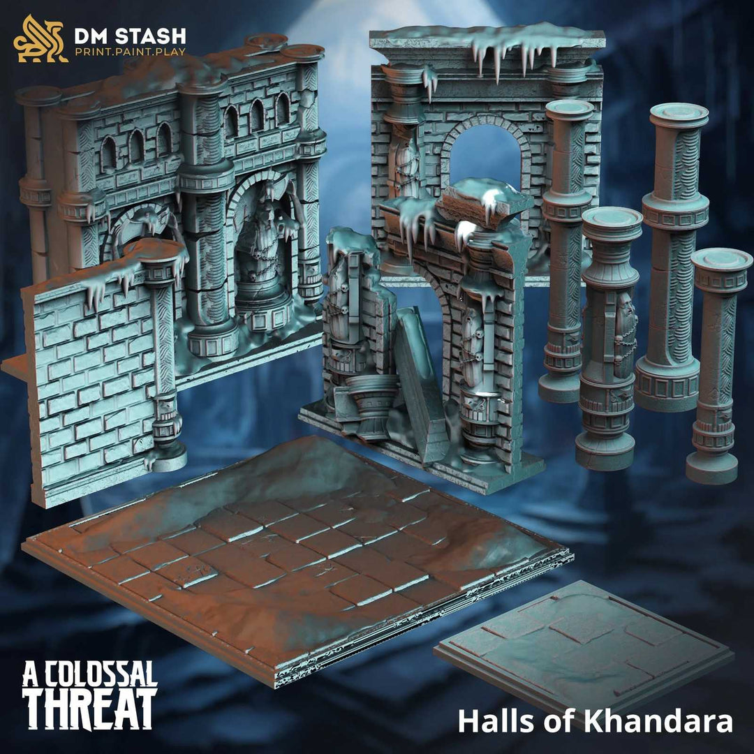 Halls of Khandara fantasy scale model ruins with columns and arches for tabletop gaming