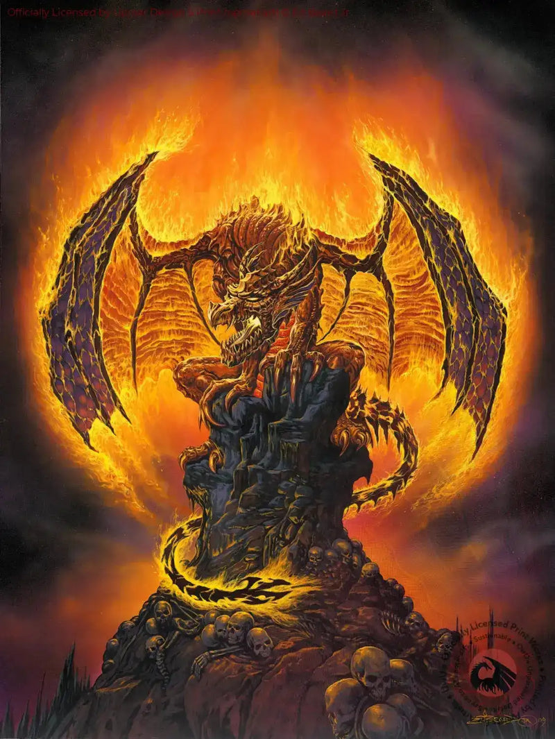 Fiery dragon artwork print for home decor