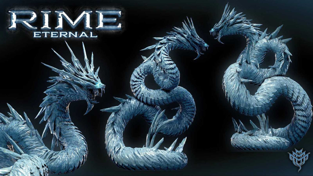 Icebound Serpent Pose 02 3D scale model for tabletop gaming