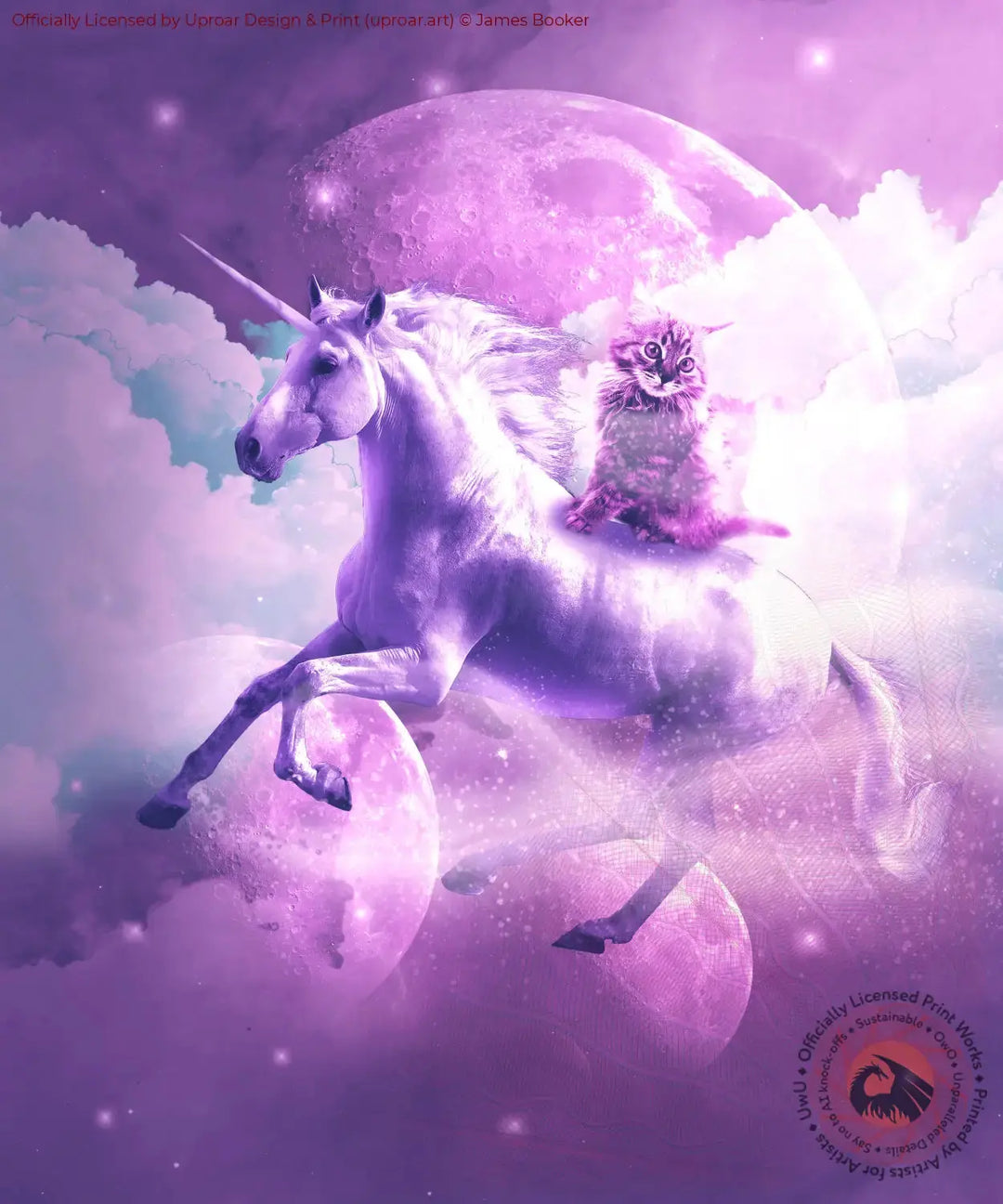 Kitty Cat Riding On Flying Space Galaxy Unicorn Uproar Design