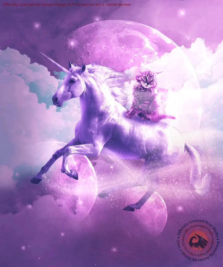 Kitty Cat Riding On Flying Space Galaxy Unicorn Posters Prints & Visual Artwork