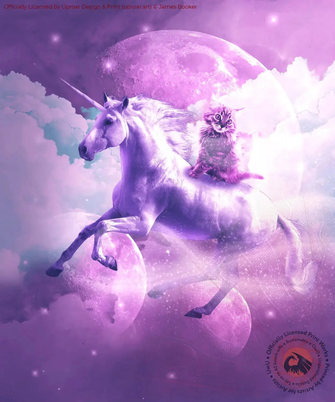 Kitty Cat Riding On Flying Space Galaxy Unicorn Posters Prints & Visual Artwork