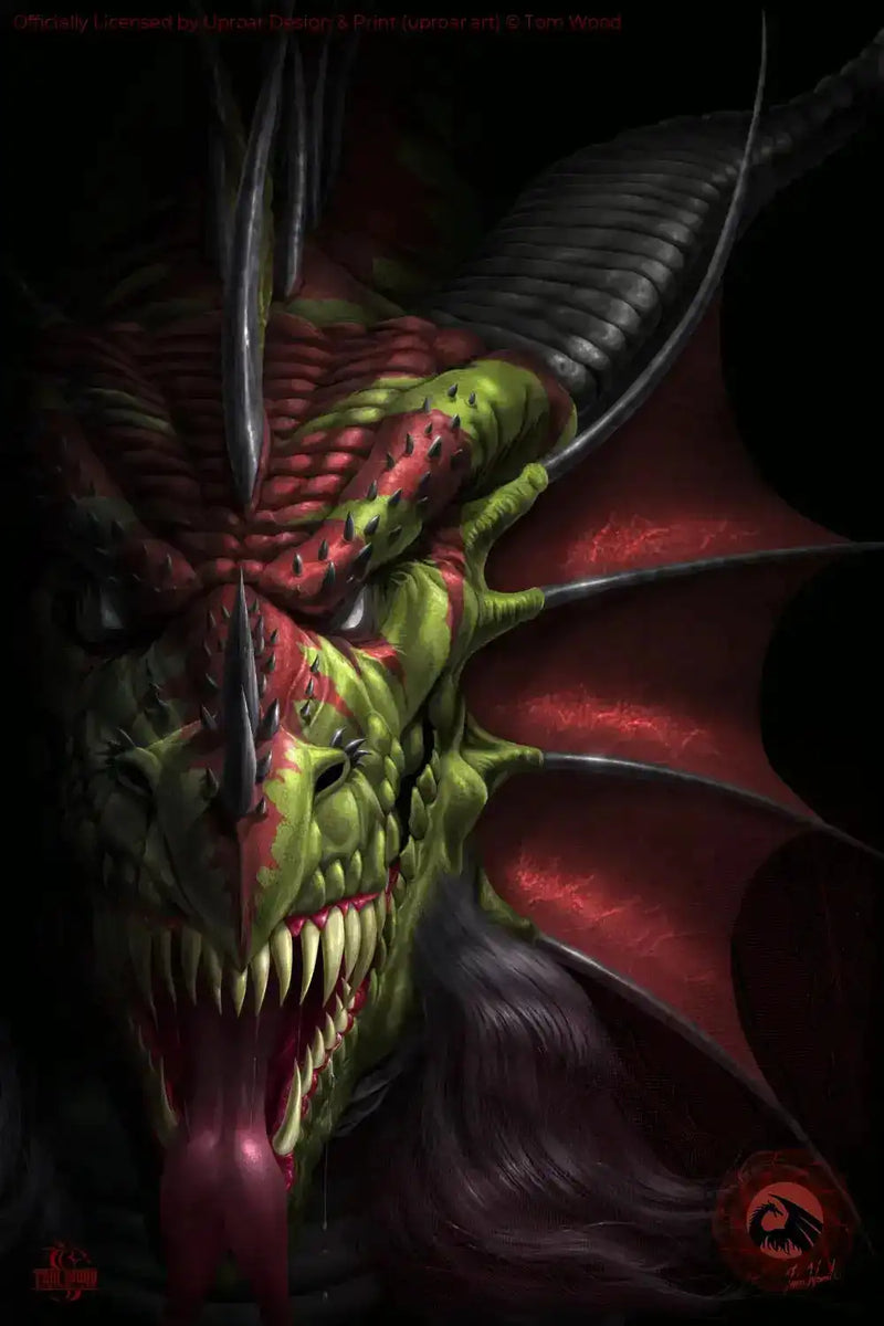 Dark fantasy dragon art print for home decor