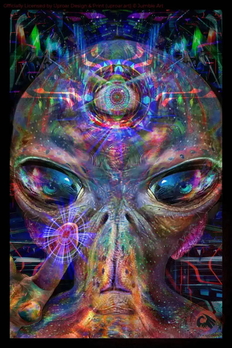Colorful alien portrait psychedelic art print
