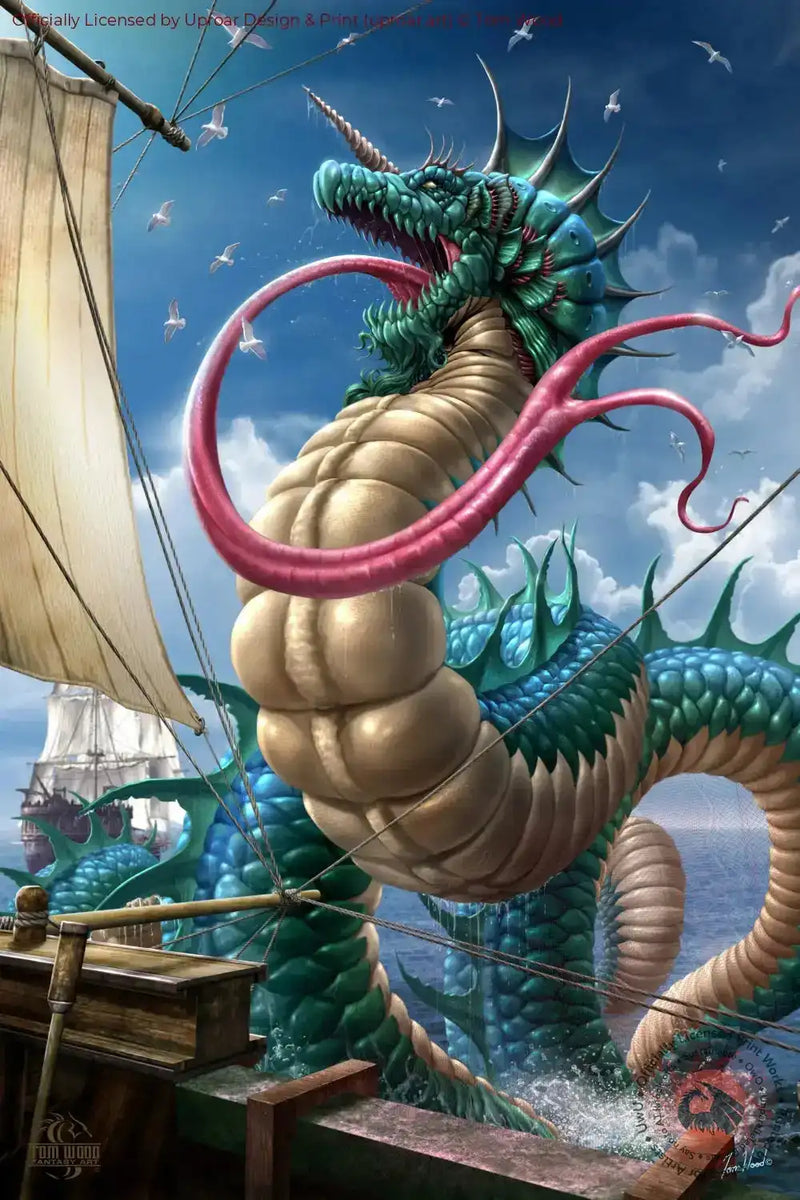 Leviathon fantasy dragon print