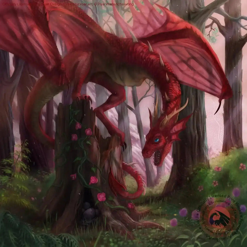 Red dragon artwork print for home decor