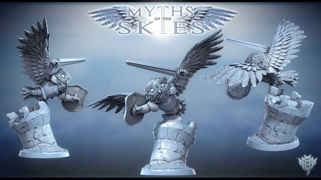 Owl knight fantasy figure with armor and shield