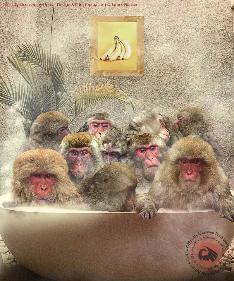 Monkey Bath art print in home decor