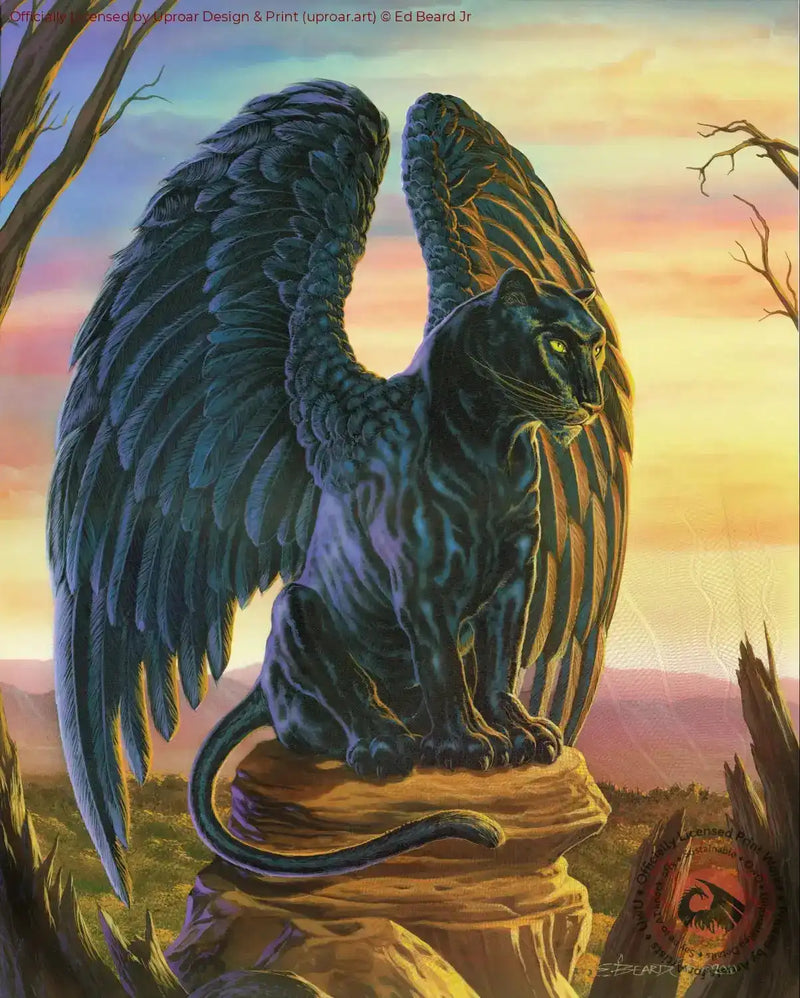 Black panther with eagle wings art print