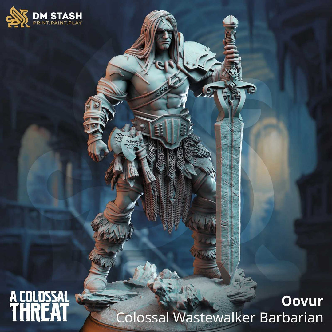 3D model of a colossal Wastewalker Barbarian fantasy scale figure