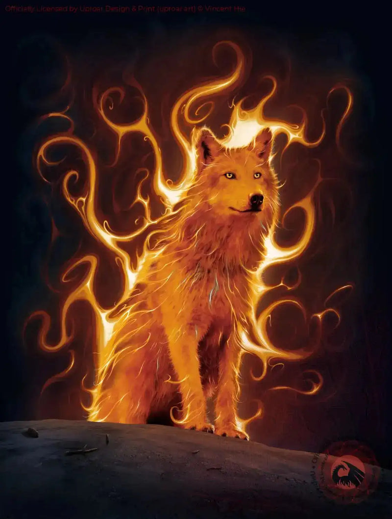Fiery wolf art print for home decor