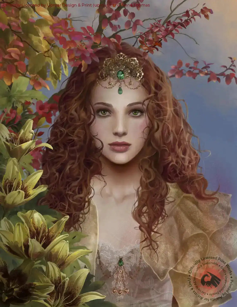 Princess Chesare by Nene Thomas open edition art print with floral background