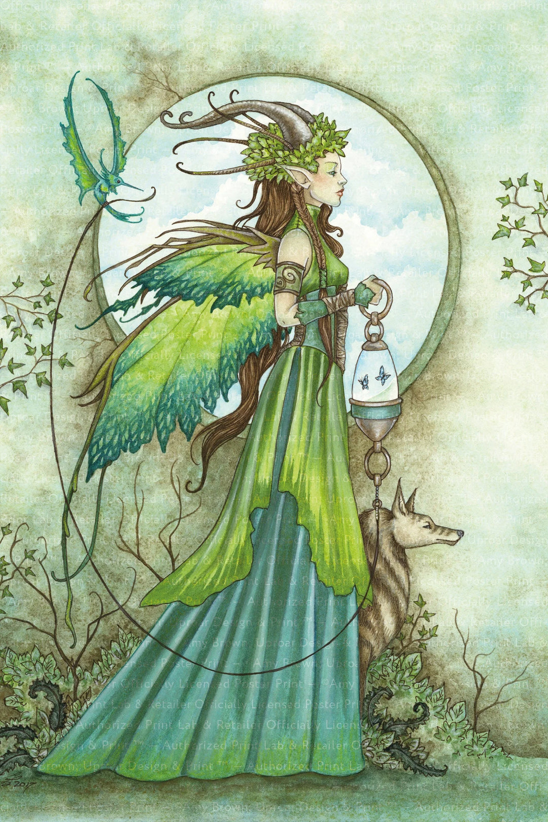 a painting of a fairy holding a lantern