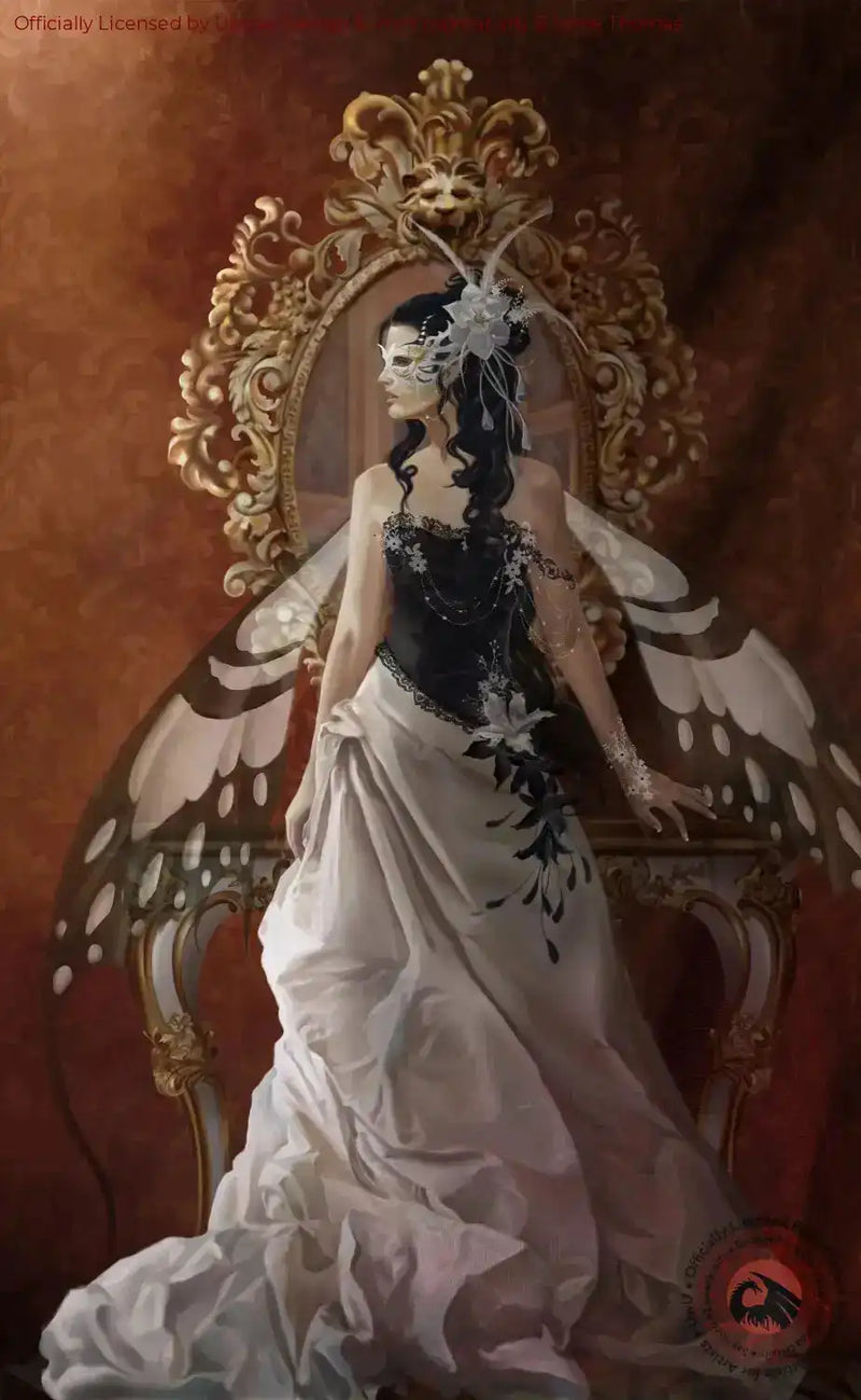 Fantasy woman with butterfly wings and ornate mirror