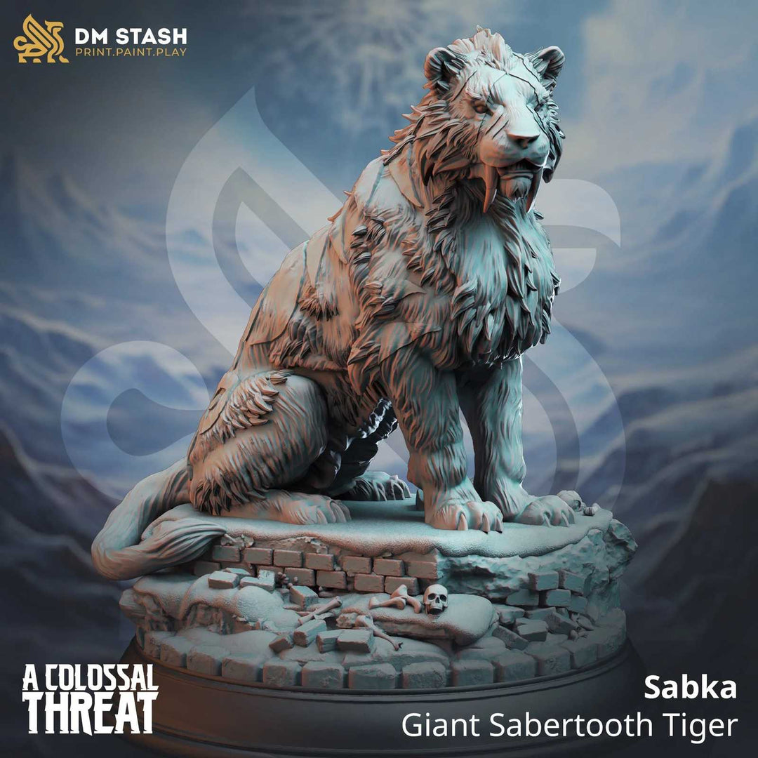 Giant Sabertooth Tiger scale model for fantasy tabletop gaming
