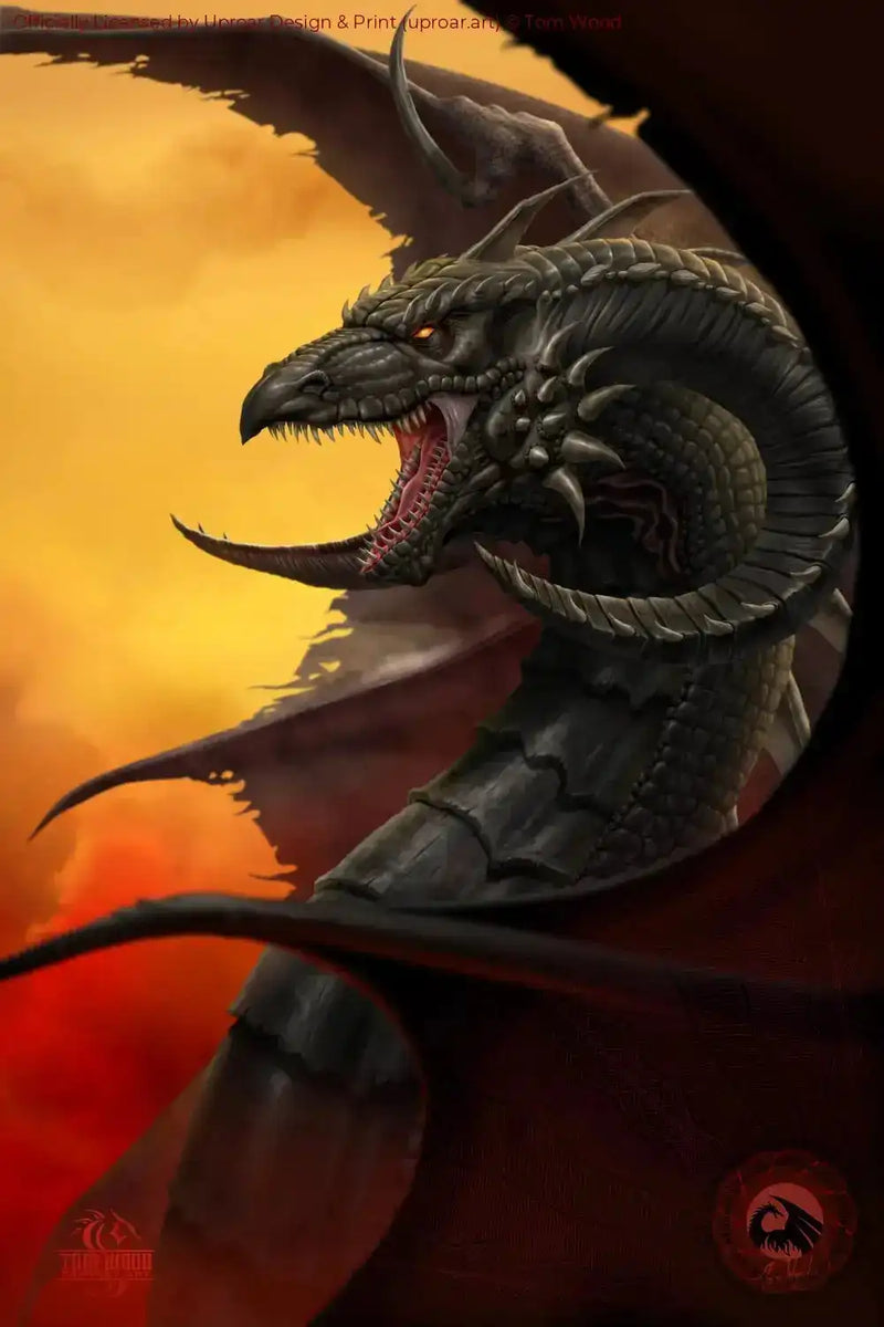 Dark dragon print on poster for home decor