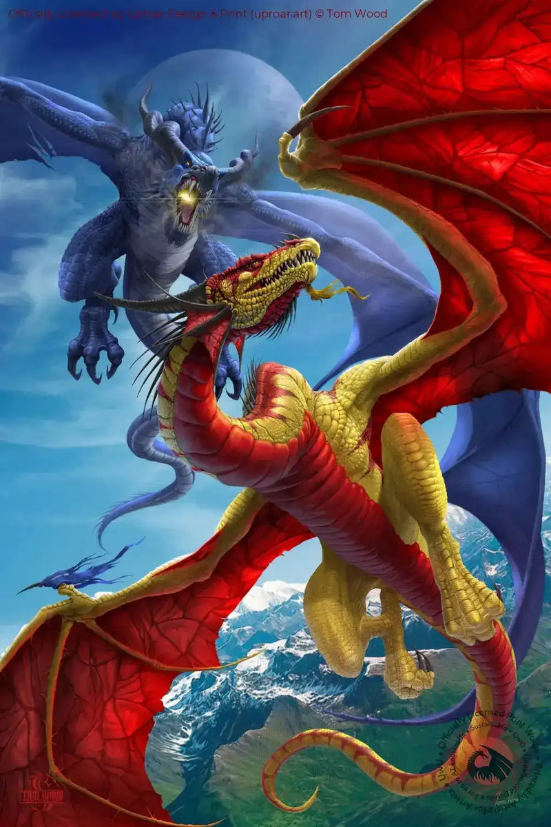 Fantasy dragon and wyvern artwork print