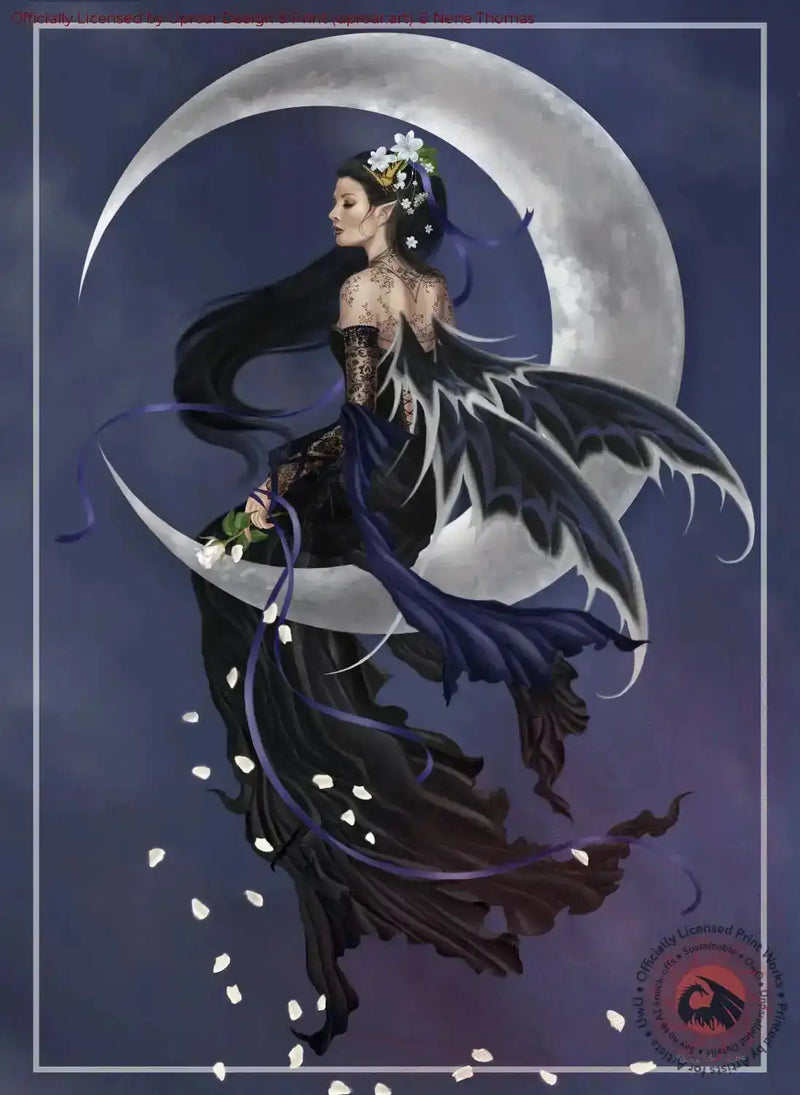 Fantasy fairy art print with moon