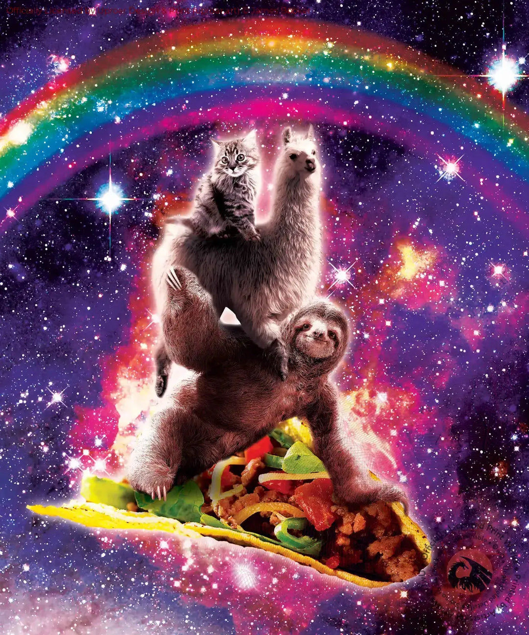 Space Cat Llama Sloth Riding Taco Posters Prints & Visual Artwork