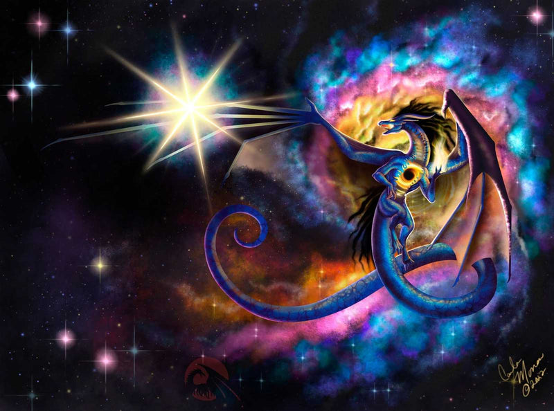 Fantasy dragon cosmic art print