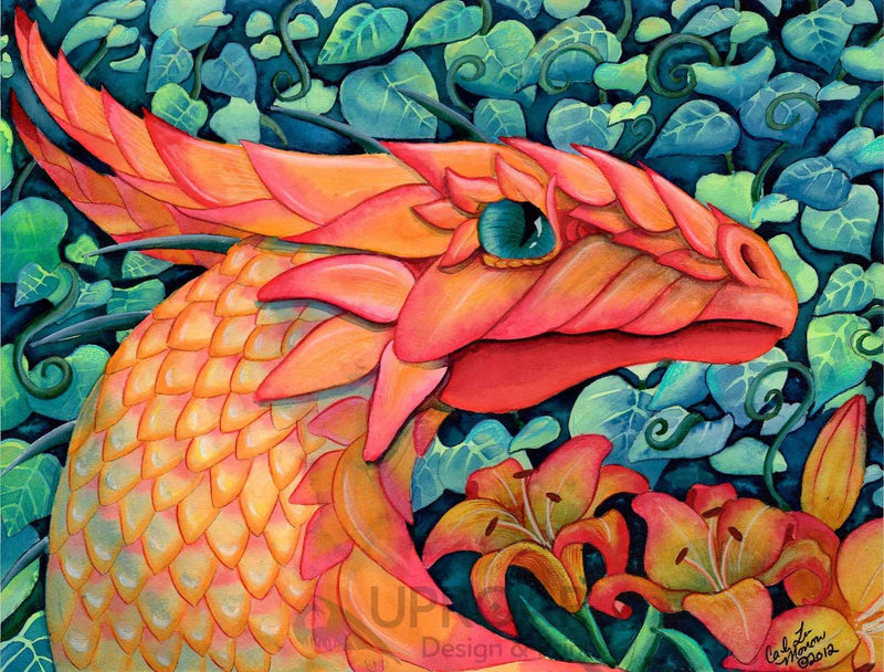 Vibrant dragon artwork print for home decor