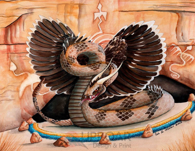 Mythical serpent and dragon artwork print