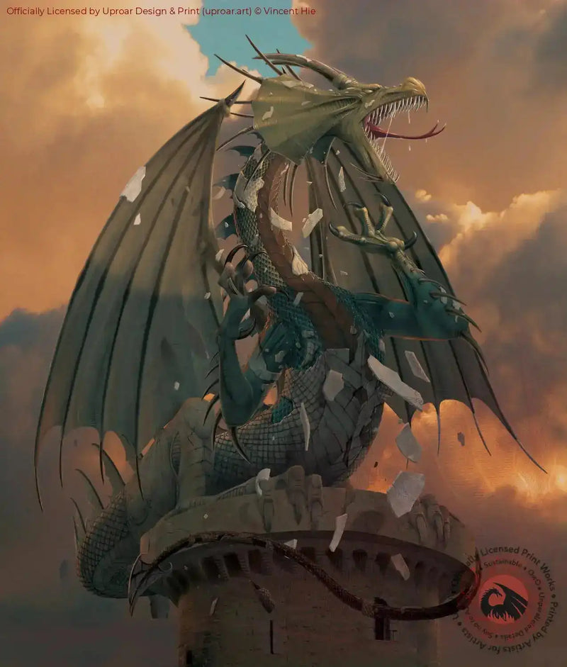 Fantasy dragon sculpture print