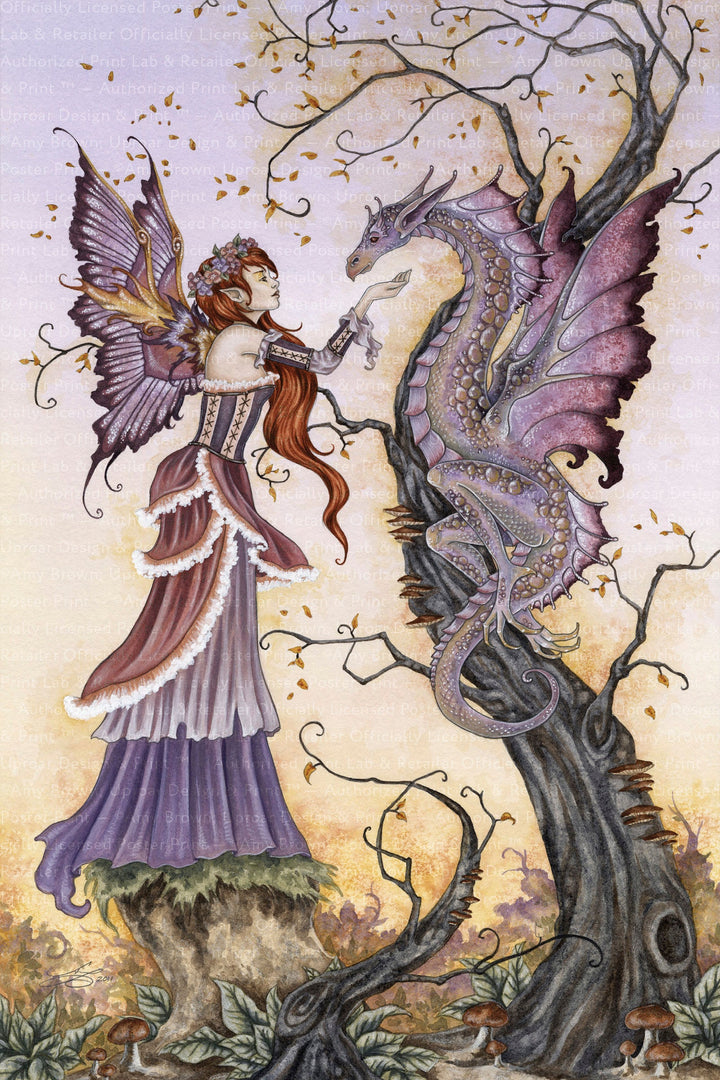 a painting of a woman with a dragon next to a tree