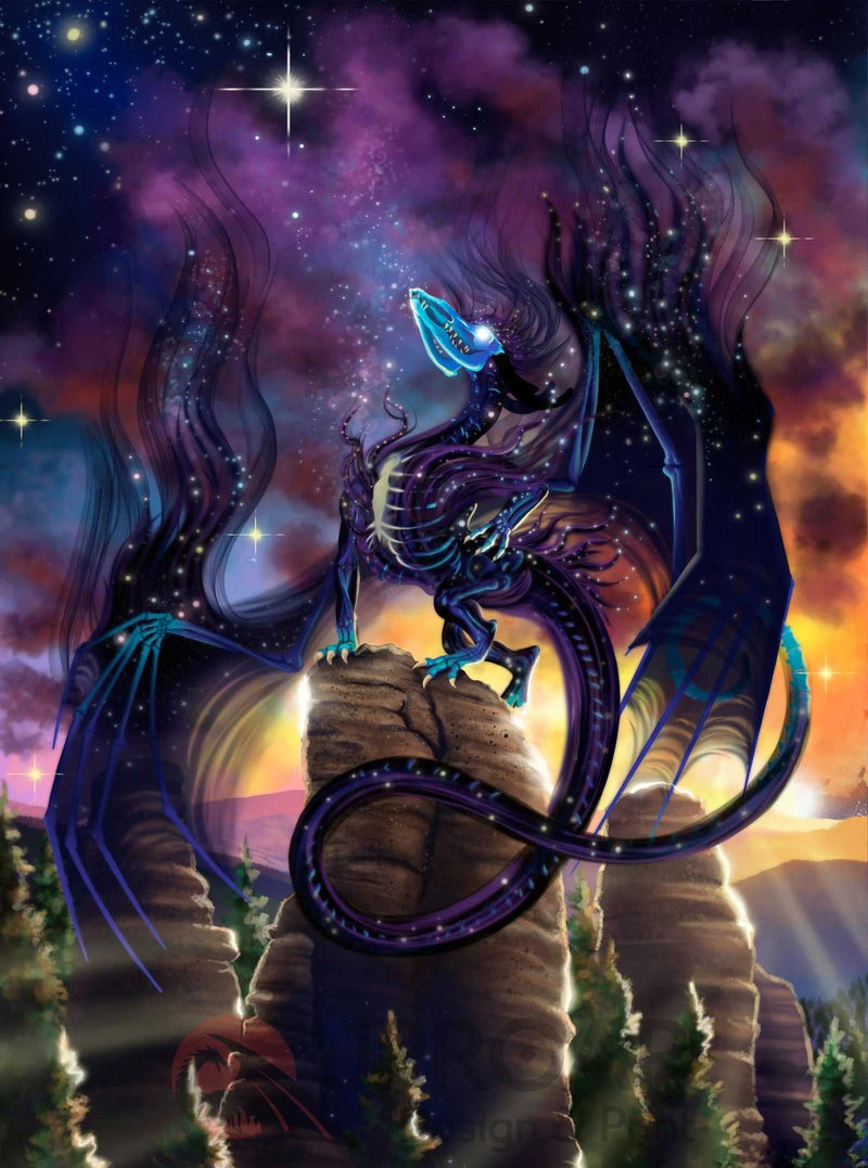 Fantasy dragon cosmic art print