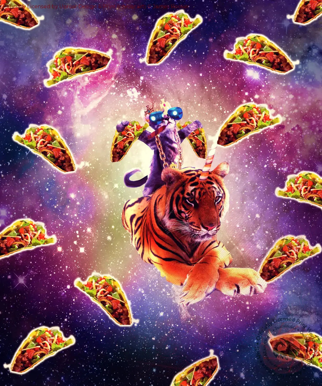 Thug Space Cat On Tiger Unicorn - Taco Posters Prints & Visual Artwork