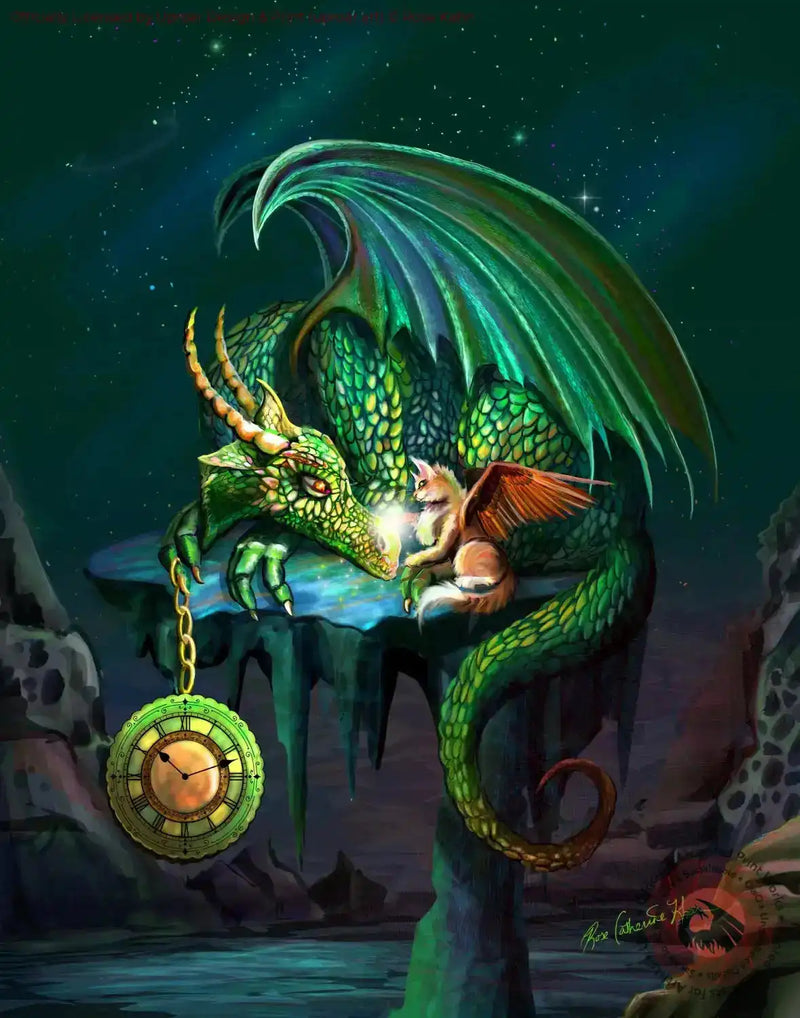 Fantasy dragon and fox print