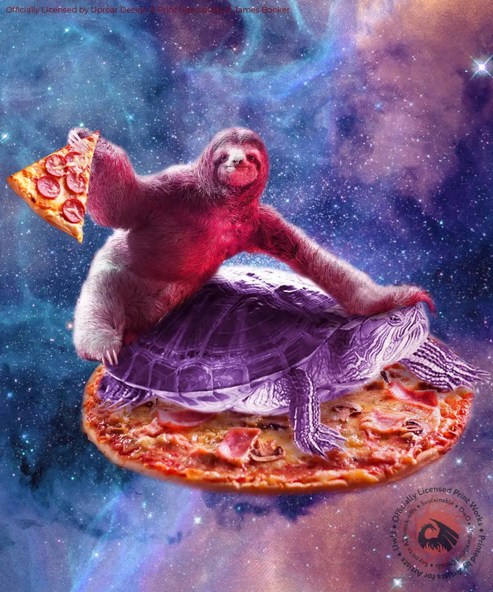 Trippy Space Sloth Turtle - Pizza Posters Prints & Visual Artwork