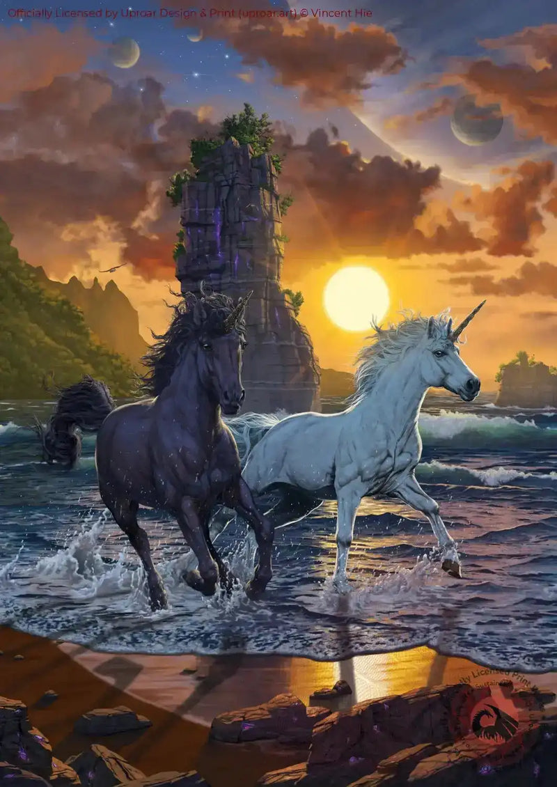 Unicorns on the Beach fantasy art print